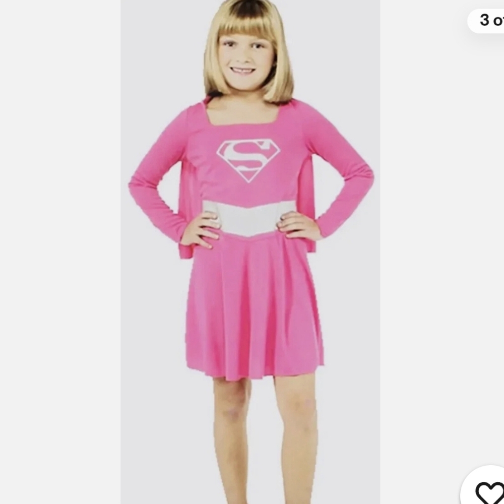 NWT Pink Supergirl DC Kids Small Petite 3-4 Years Halloween Costume